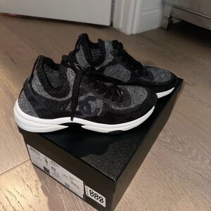 CHANEL Elegant Black and Gray Sneakers- lightly used